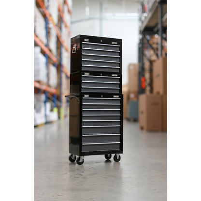 Sealey Tool Chest Combination 16 Drawer with Ball-Bearing Slides - Black/Grey AP35STACK