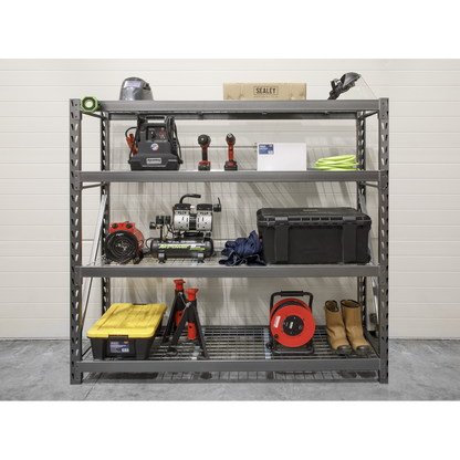 Sealey Heavy-Duty Racking Unit with 4 Mesh Shelves - 640kg Capacity Per Level AP6572