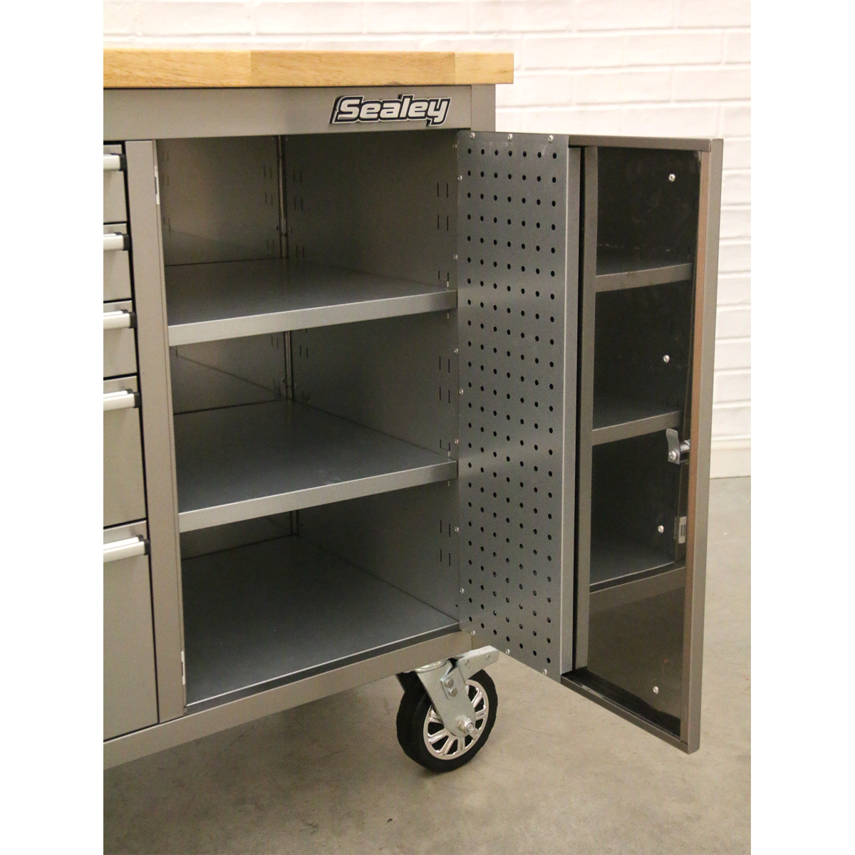 Sealey 10 Drawer & Cupboard Stainless Steel Mobile Tool Cabinet AP7210SS