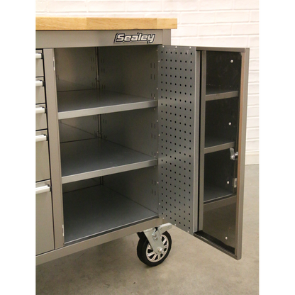 Sealey 10 Drawer & Cupboard Stainless Steel Mobile Tool Cabinet AP7210SS