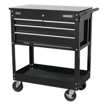 Sealey Heavy-Duty Mobile Tool & Parts Trolley with 4 Drawers & Lockable Top - Black AP850MB
