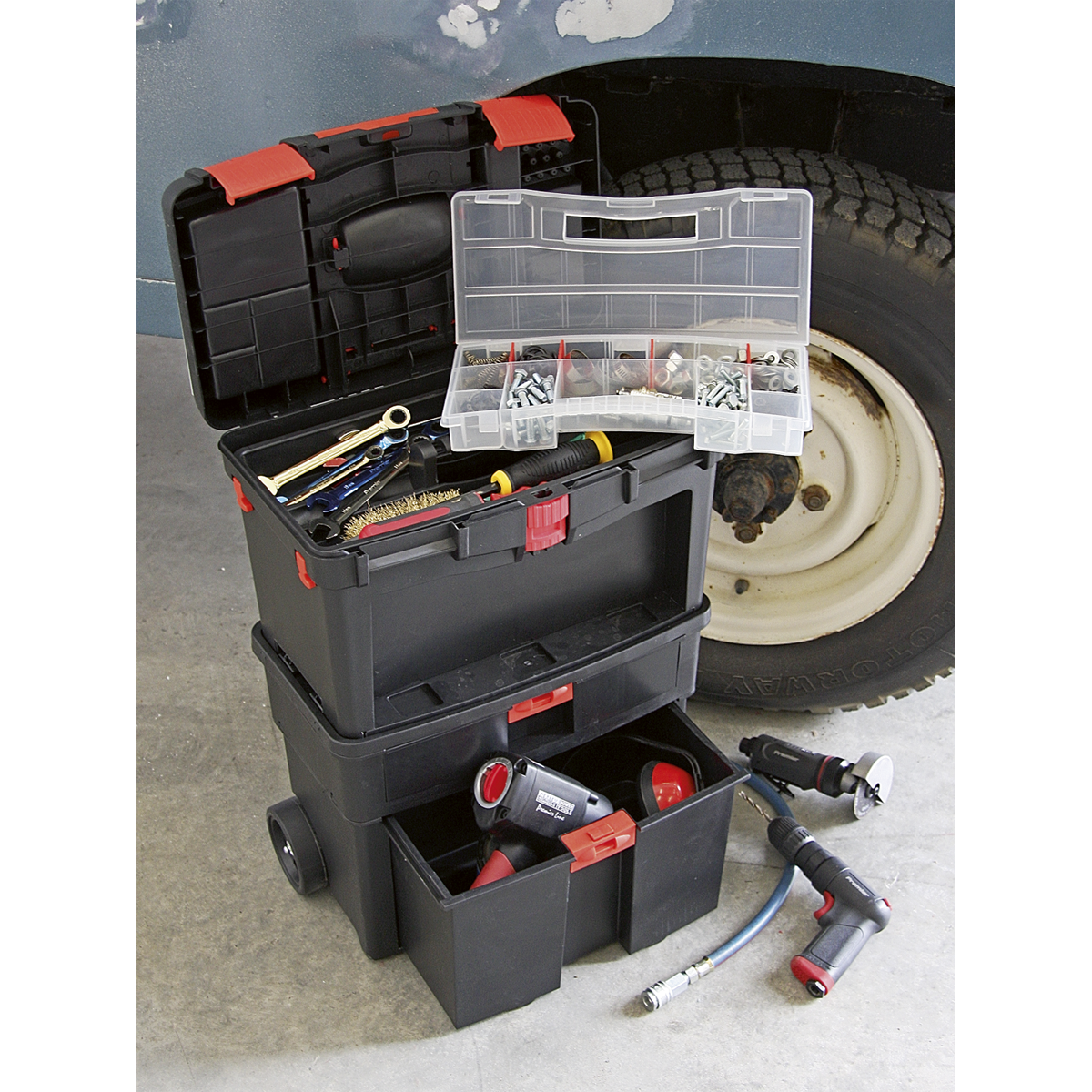 Sealey Mobile Toolbox with Tote Tray & Removable Storage Box AP850
