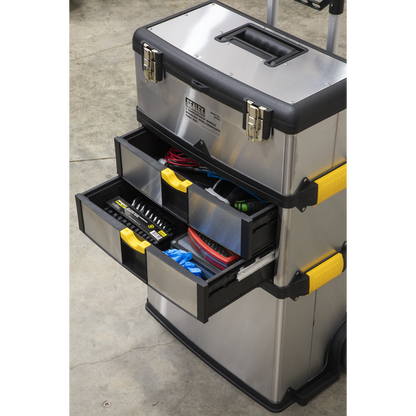 Sealey 3 Compartment Mobile Stainless Steel/Composite Toolbox AP855