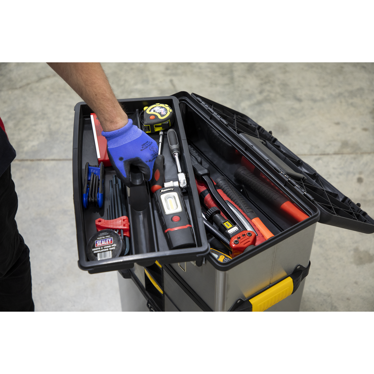 Sealey 3 Compartment Mobile Stainless Steel/Composite Toolbox AP855