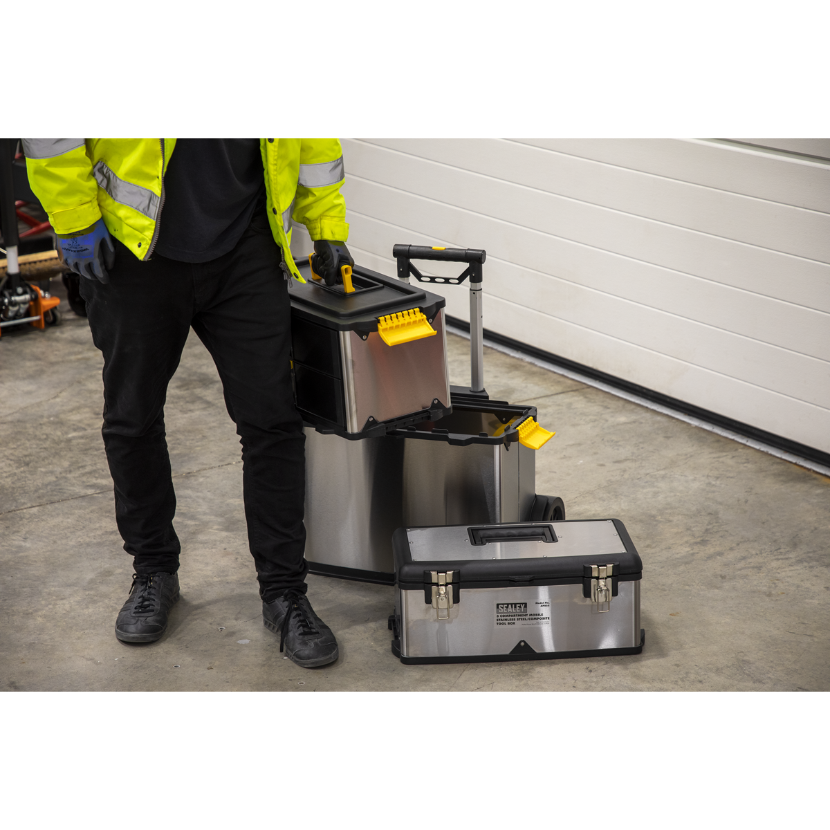 Sealey 3 Compartment Mobile Stainless Steel/Composite Toolbox AP855