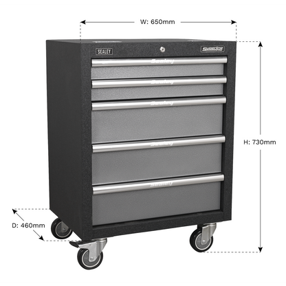 Sealey 650mm 5 Drawer Modular Mobile Cabinet APMS58