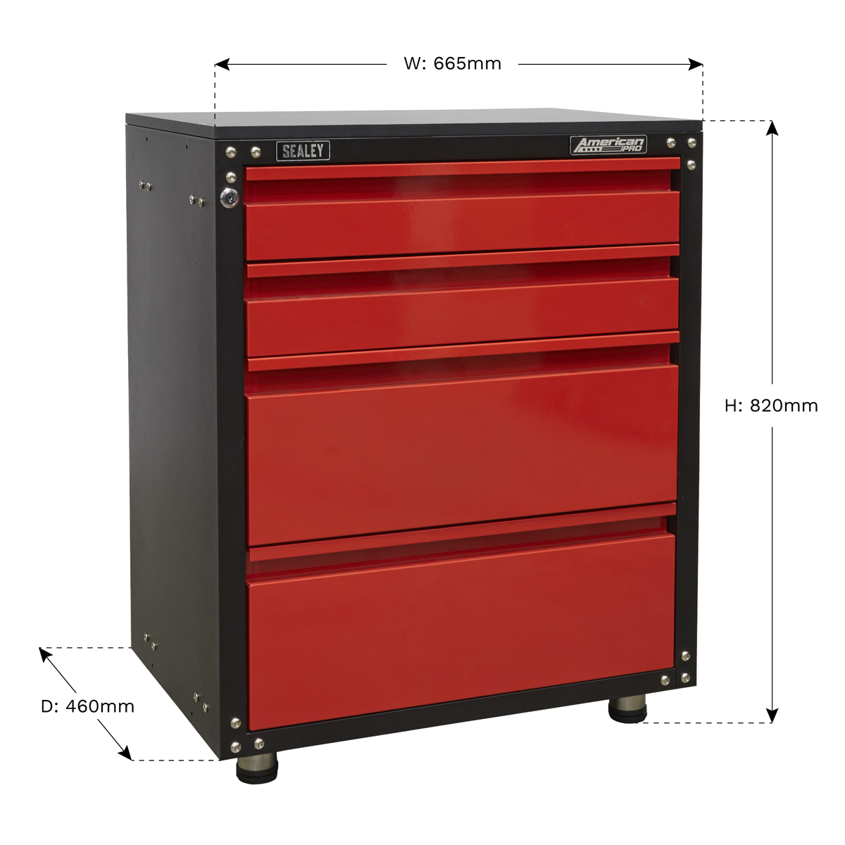Sealey 665mm Modular 4 Drawer Cabinet with Worktop APMS84