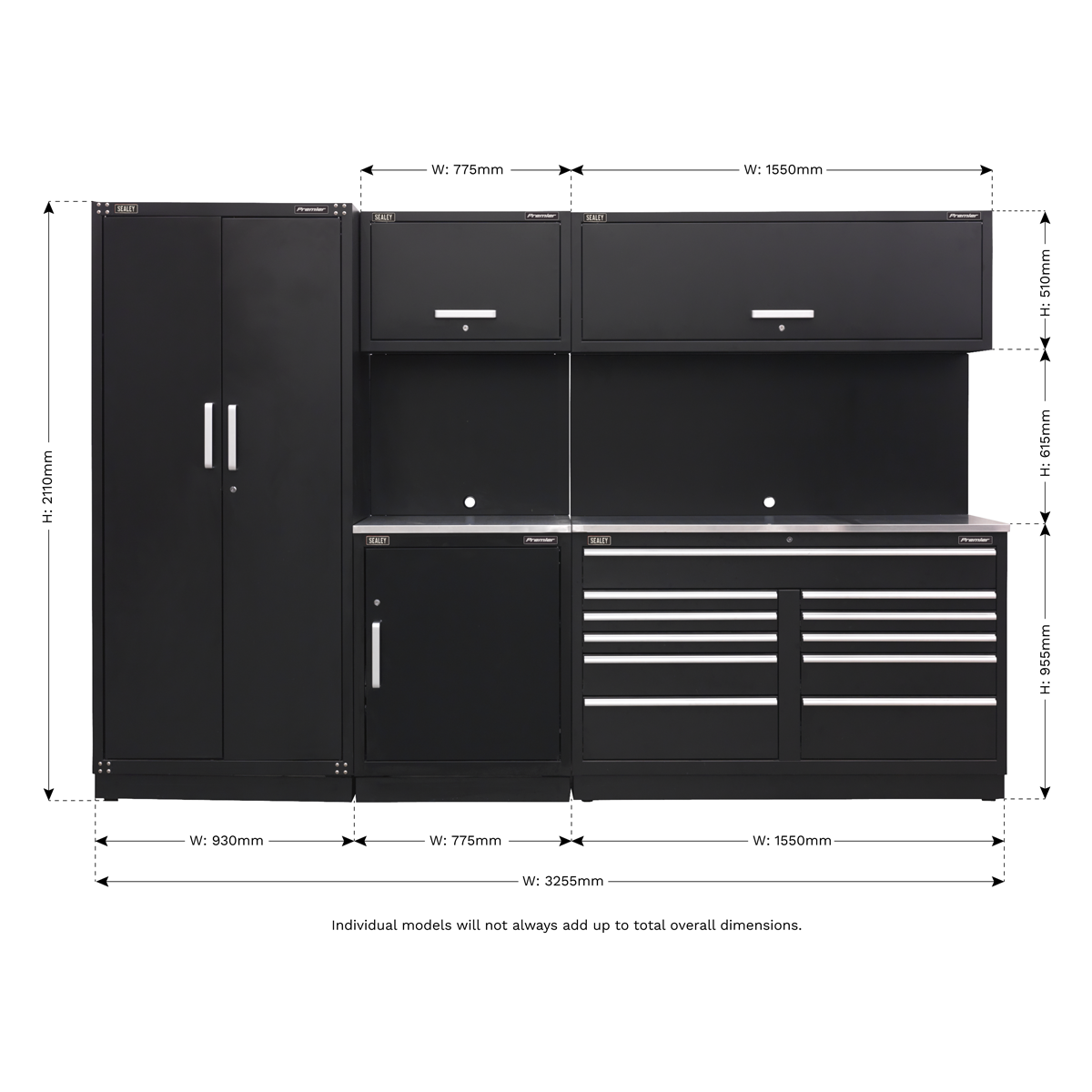 Sealey Premier 3.3m Storage System - Stainless Worktop APMSCOMBO2SS