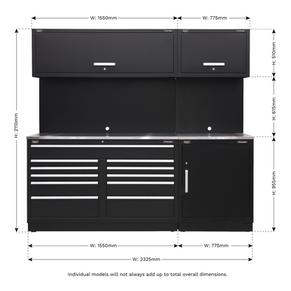 Sealey Premier 2.3m Storage System - Stainless Worktop APMSCOMBO4SS