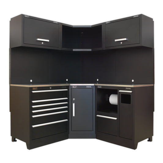 Sealey Premier 1.7m Corner Storage System - Stainless Worktop APMSCOMBO6SS