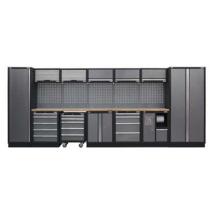 Sealey Superline Pro 4.9m Storage System - Wood Worktop APMSSTACK01W