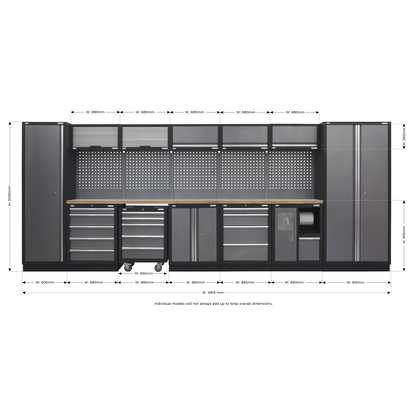 Sealey Superline Pro 4.9m Storage System - Wood Worktop APMSSTACK01W
