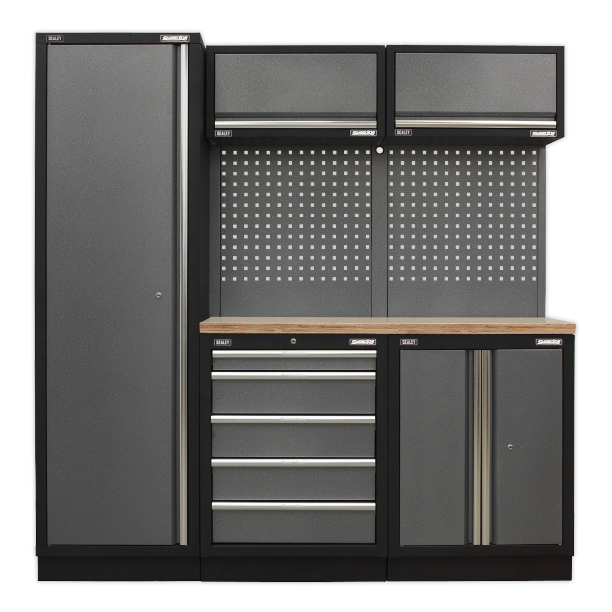 Sealey Superline Pro 2.0m Storage System - Wood Worktop APMSSTACK02W