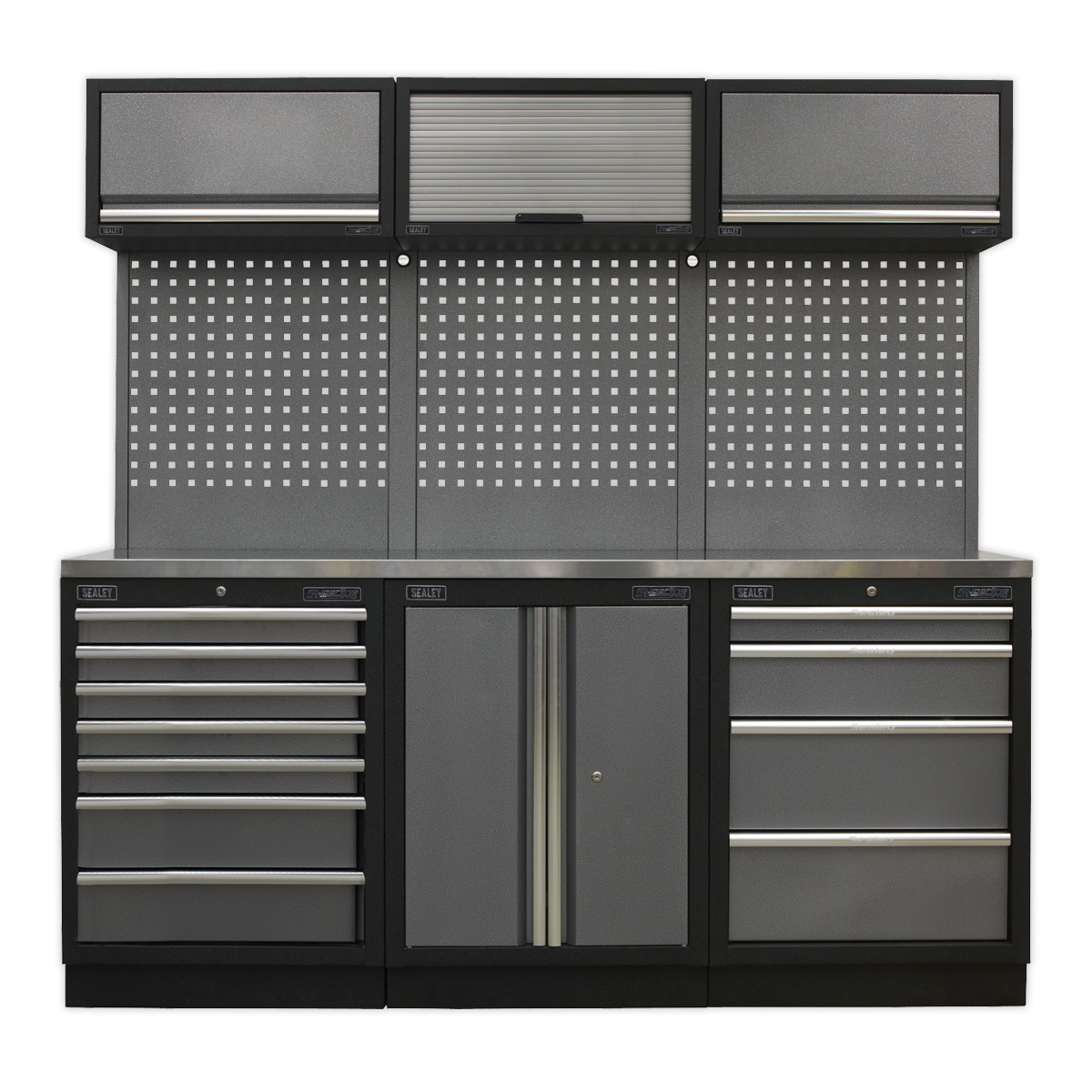 Sealey Superline Pro 2.0m Storage System - Stainless Worktop APMSSTACK07SS