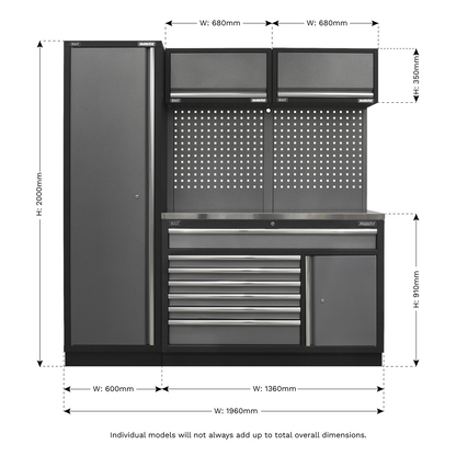 Sealey Superline Pro 1.96m Storage System - Stainless Steel Worktop APMSSTACK09SS