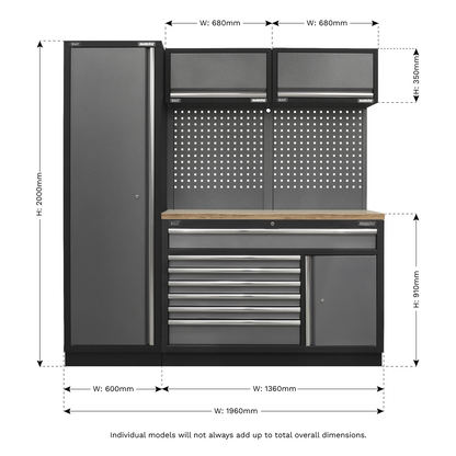 Sealey Superline Pro 1.96m Storage System - Pressed Wood Worktop APMSSTACK09W