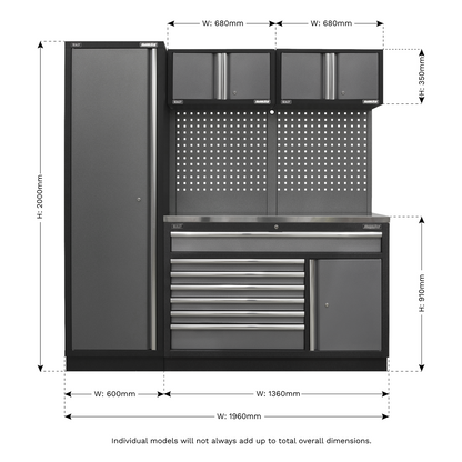 Sealey Superline Pro 1.96m Storage System - Stainless Steel Worktop APMSSTACK10SS