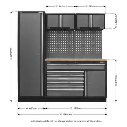 Sealey Superline Pro 1.96m Storage System - Pressed Wood Worktop APMSSTACK10W