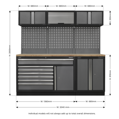 Sealey Superline Pro 2.04m Storage System - Pressed Wood Worktop APMSSTACK11W