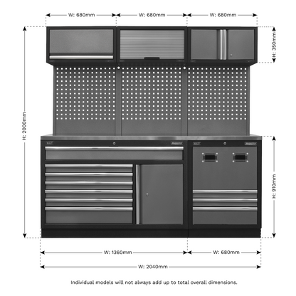 Sealey Modular Storage System Combo - Stainless Steel Worktop APMSSTACK14SS