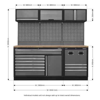 Sealey Modular Storage System Combo - Pressed Wood Worktop APMSSTACK14W