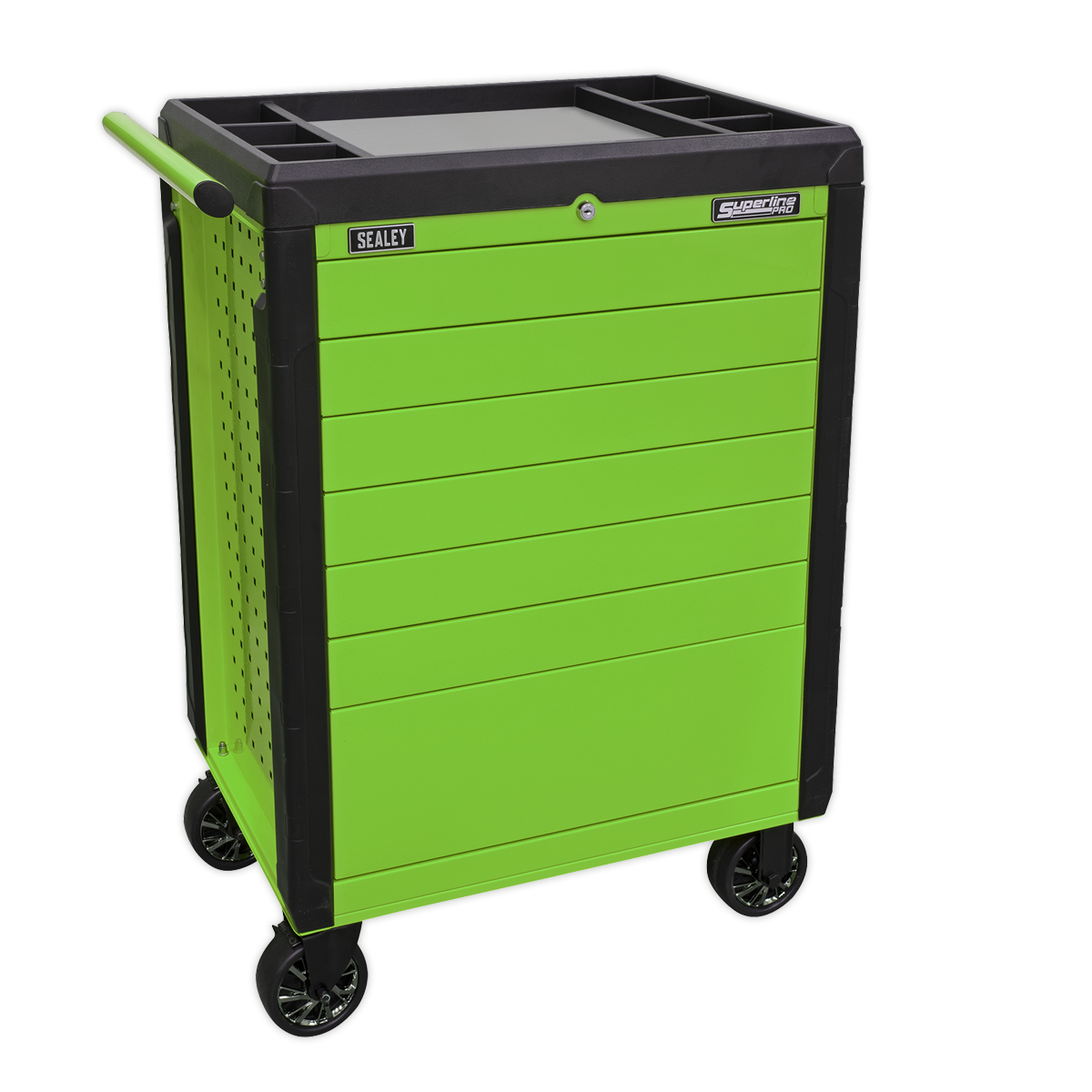 Sealey 7 Drawer Push-To-Open Rollcab Hi-Vis Green APPD7G