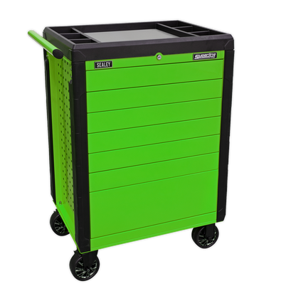 Sealey 7 Drawer Push-To-Open Rollcab Hi-Vis Green APPD7G