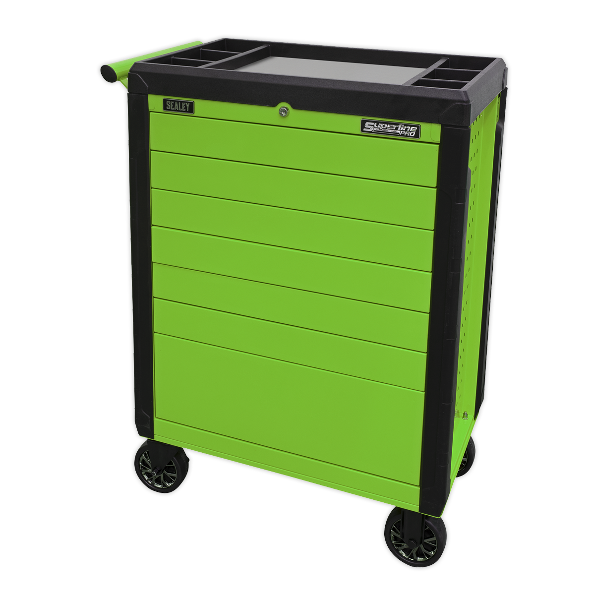 Sealey 7 Drawer Push-To-Open Rollcab Hi-Vis Green APPD7G