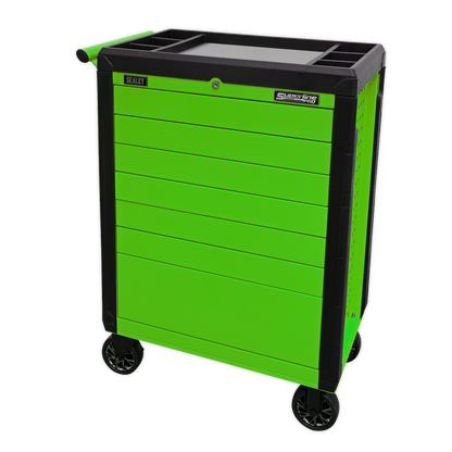 Sealey 7 Drawer Push-To-Open Rollcab Hi-Vis Green APPD7G