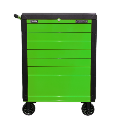 Sealey 7 Drawer Push-To-Open Rollcab Hi-Vis Green APPD7G