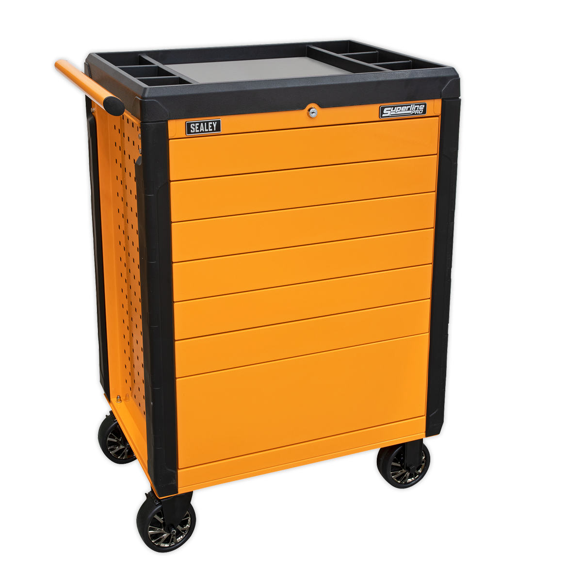 Sealey 7 Drawer Push-To-Open Rollcab Hi-Vis Orange APPD7O
