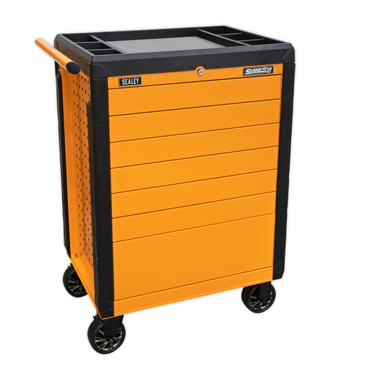 Sealey 7 Drawer Push-To-Open Rollcab Hi-Vis Orange APPD7O