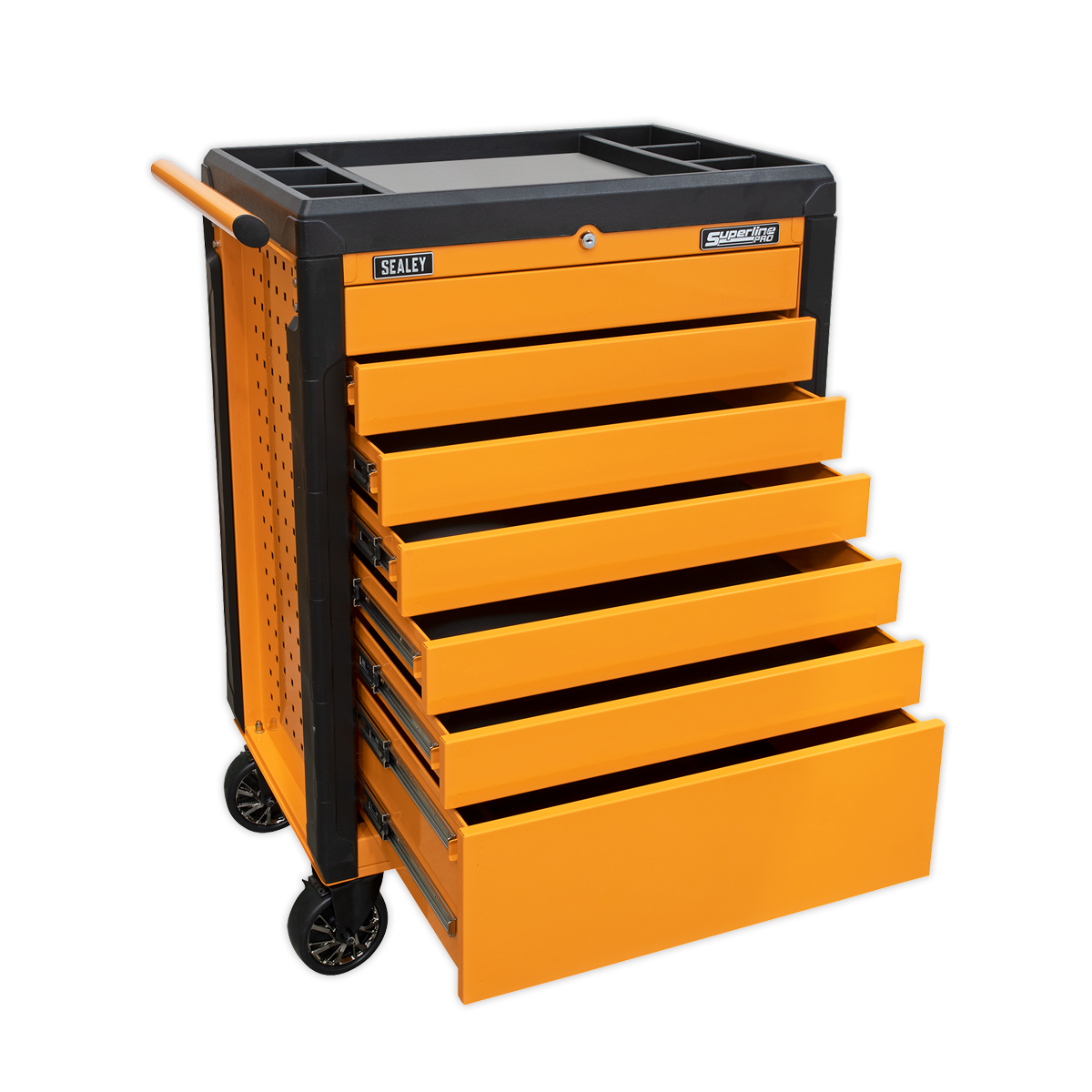 Sealey 7 Drawer Push-To-Open Rollcab Hi-Vis Orange APPD7O