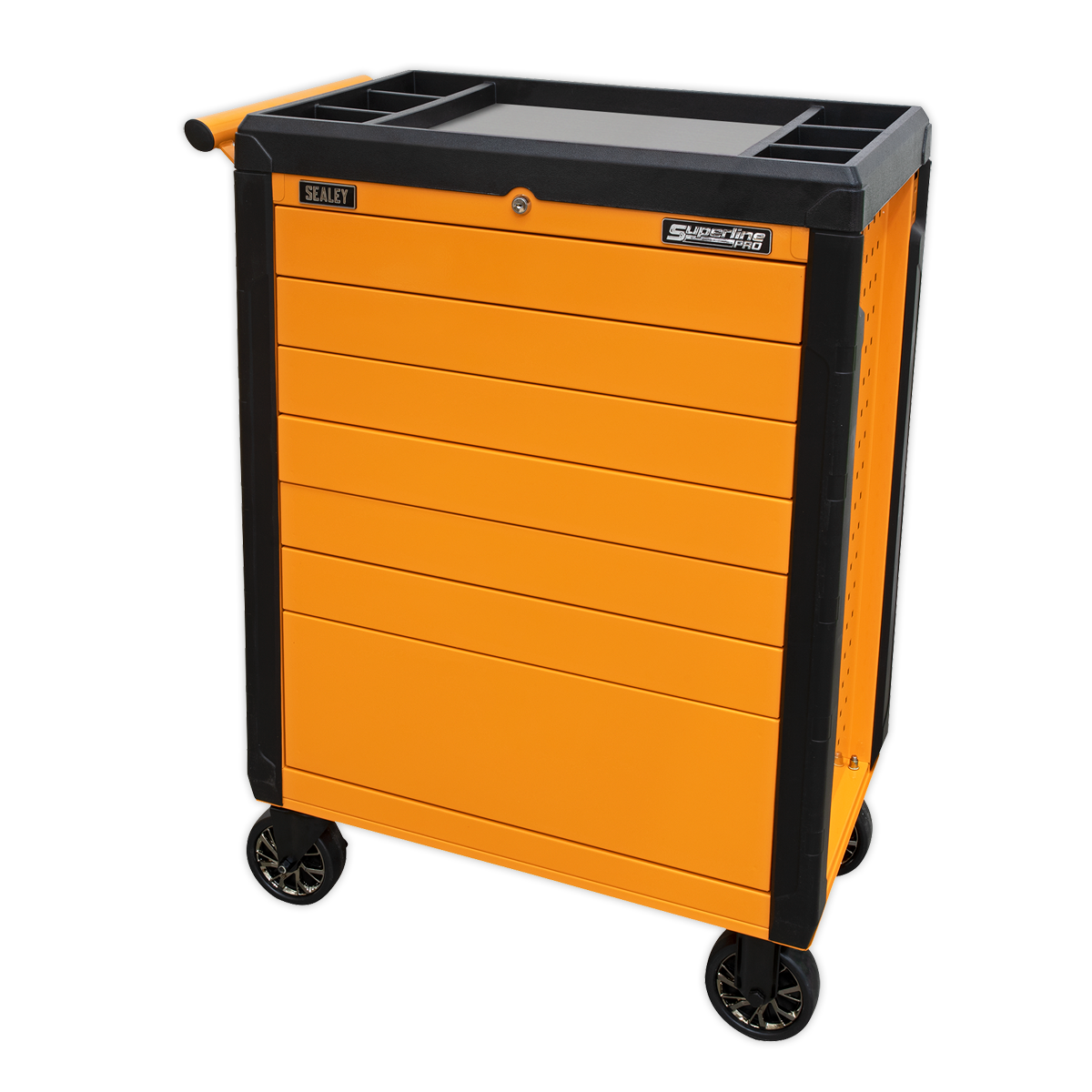 Sealey 7 Drawer Push-To-Open Rollcab Hi-Vis Orange APPD7O