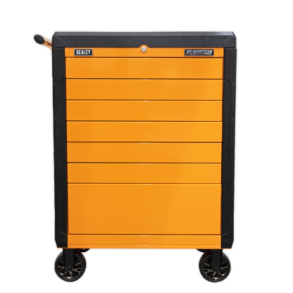 Sealey 7 Drawer Push-To-Open Rollcab Hi-Vis Orange APPD7O
