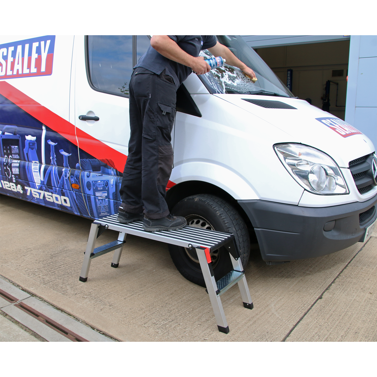 Sealey 2-Tread Trade Aluminium Folding Platform EN 14183 APS2