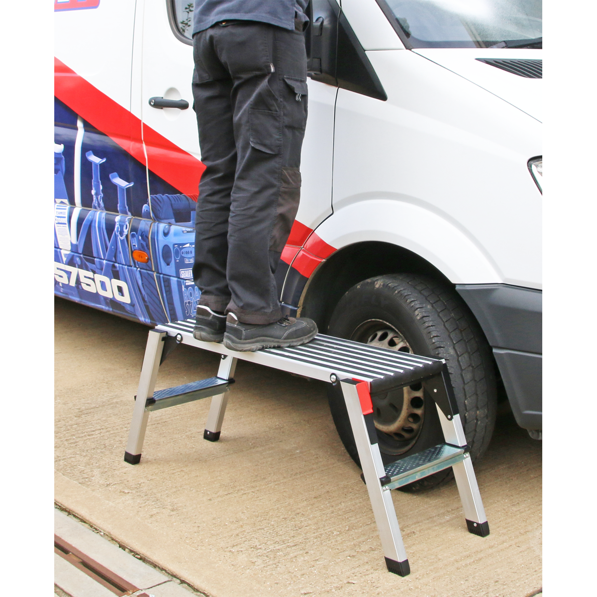 Sealey 2-Tread Trade Aluminium Folding Platform EN 14183 APS2