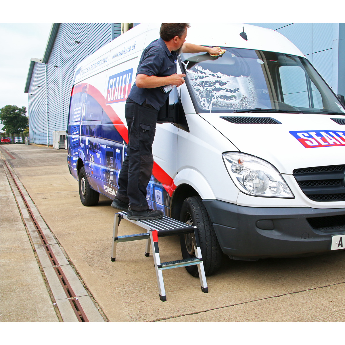Sealey 2-Tread Trade Aluminium Folding Platform EN 14183 APS2