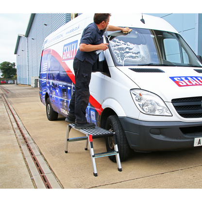 Sealey 2-Tread Trade Aluminium Folding Platform EN 14183 APS2