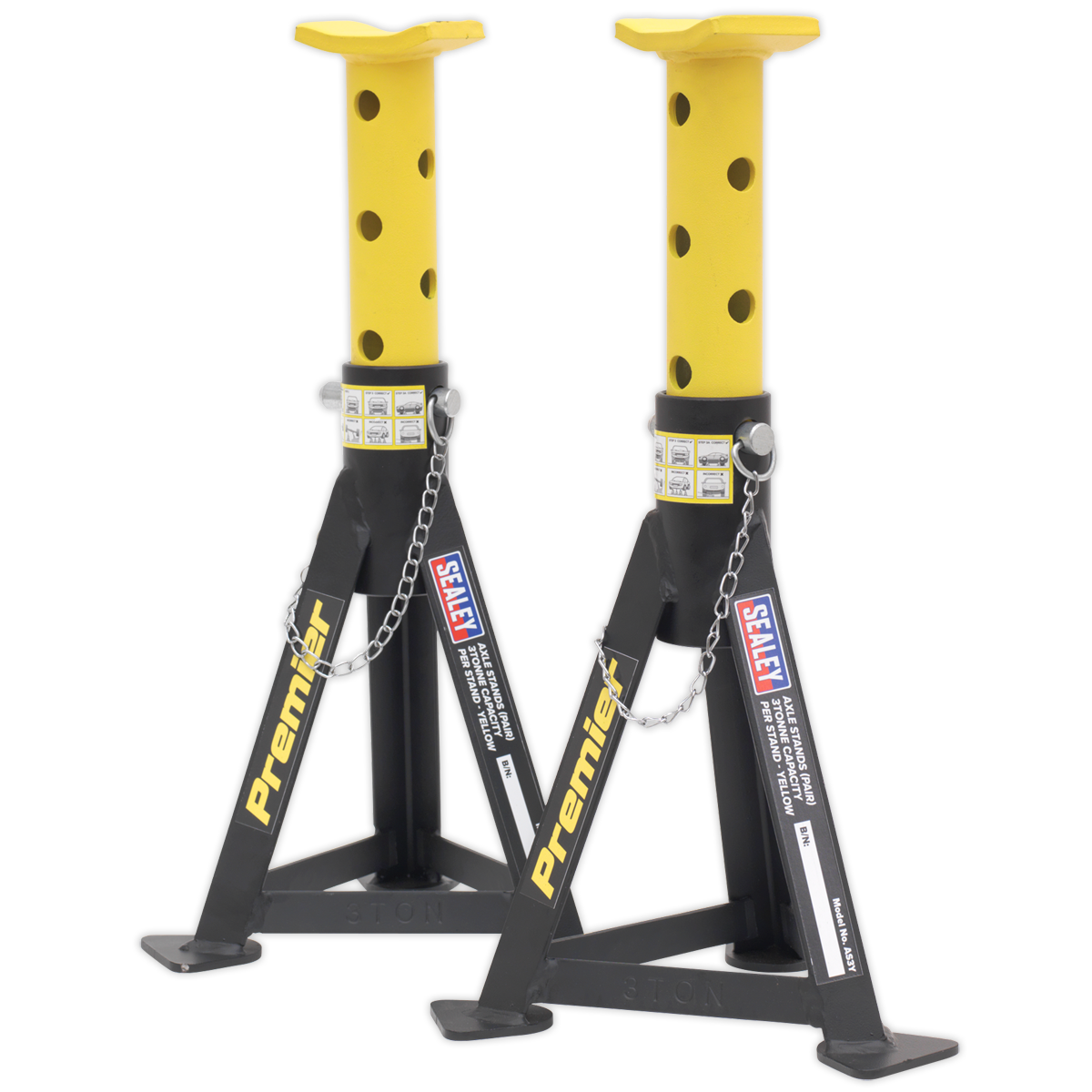 Sealey Axle Stands (Pair) 3tonne Capacity per Stand - Yellow AS3Y