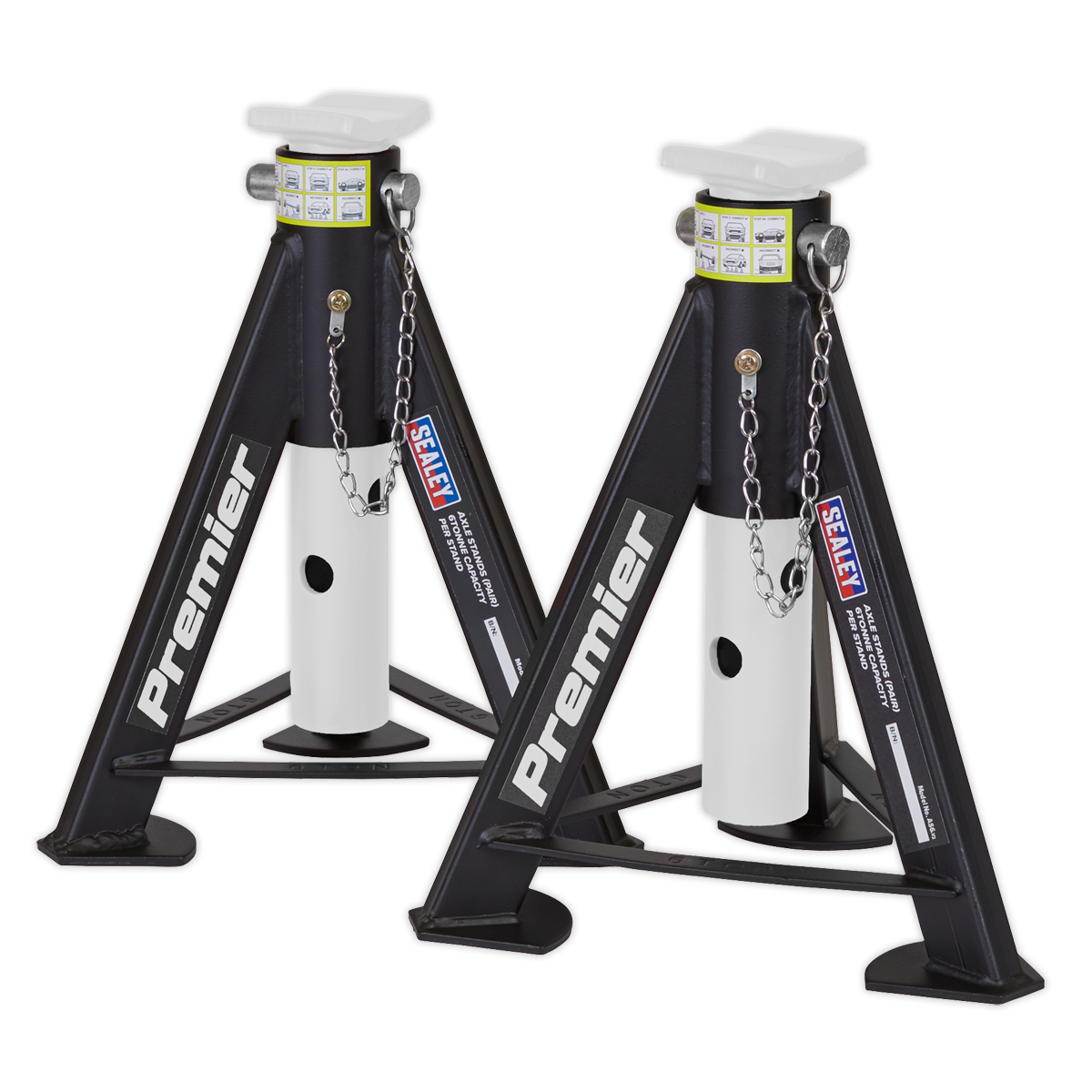 Sealey Axle Stands (Pair) 6tonne Capacity per Stand - White AS6