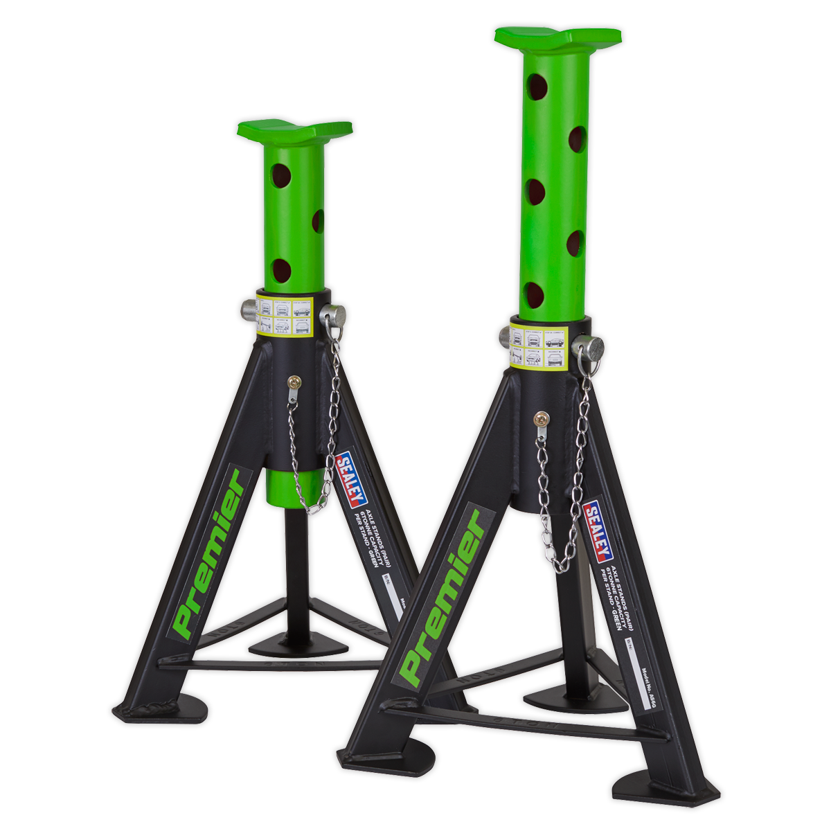 Sealey Axle Stands (Pair) 6tonne Capacity per Stand - Green AS6G