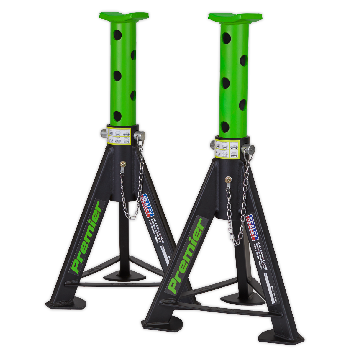 Sealey Axle Stands (Pair) 6tonne Capacity per Stand - Green AS6G