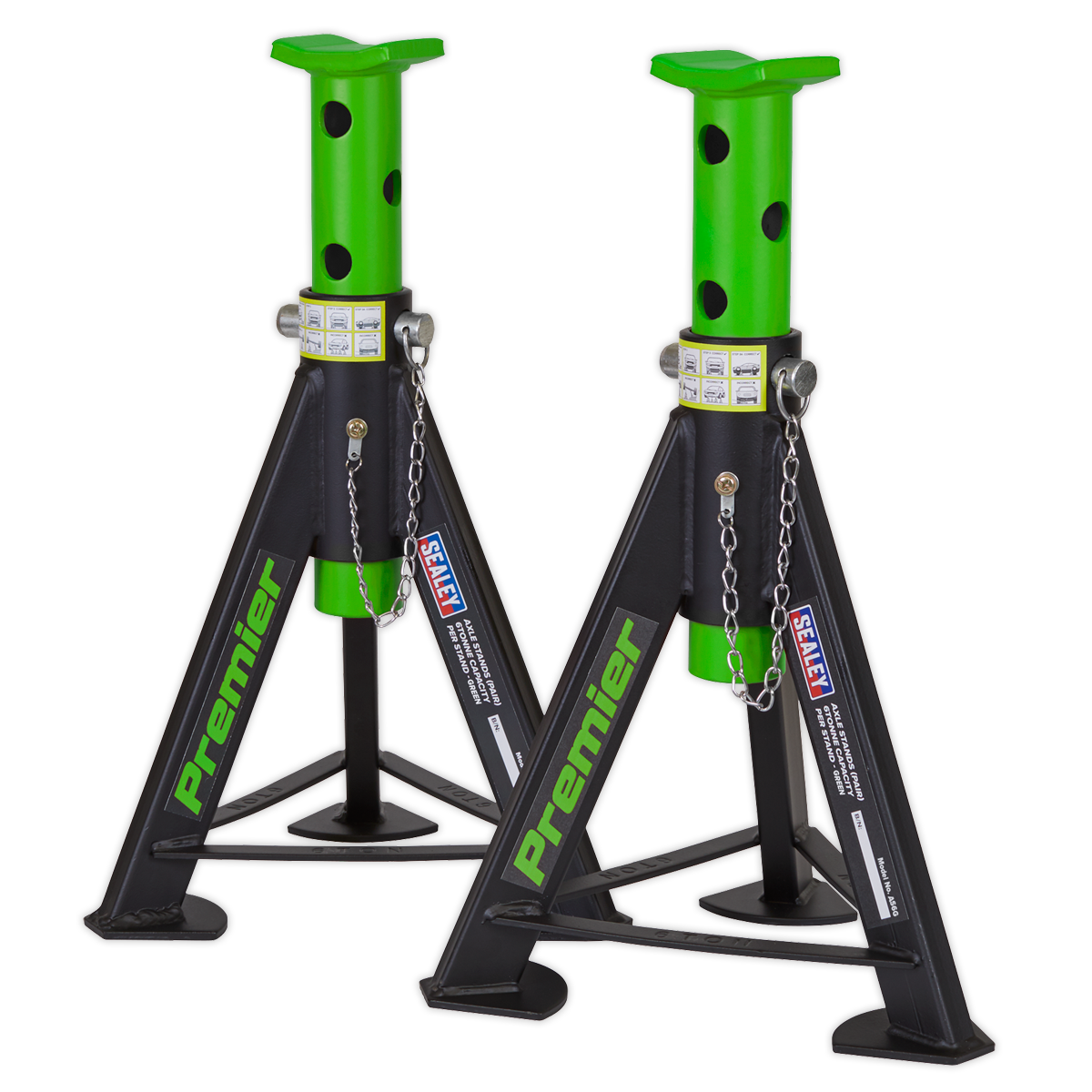 Sealey Axle Stands (Pair) 6tonne Capacity per Stand - Green AS6G