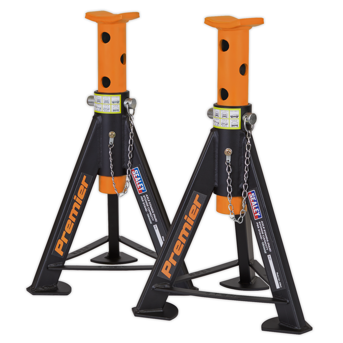 Sealey Axle Stands (Pair) 6tonne Capacity per Stand - Orange AS6O