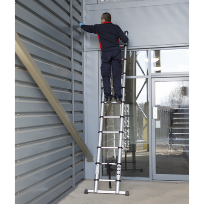 Sealey 11-Tread Trade Aluminium Telescopic Ladder EN 131 ATL11