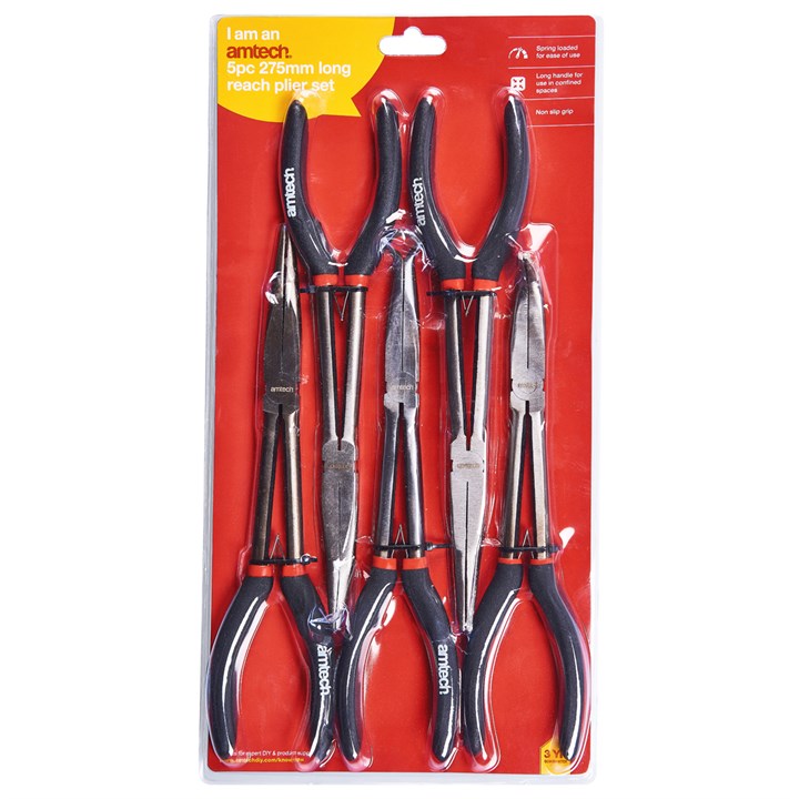 Amtech 5 Piece 280mm ( 11") Long reach plier set B0790