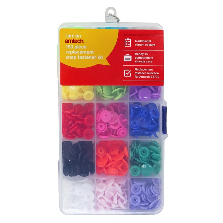 Amtech 150 Piece replacement snap fastener kit B3735