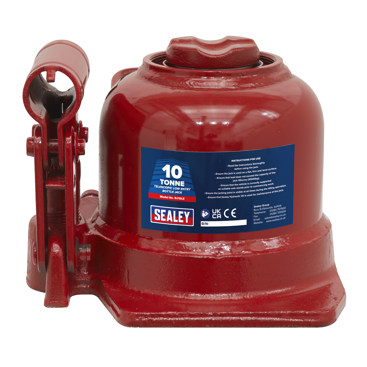 Sealey 10tonne Telescopic Low Entry Bottle Jack BJ10LE