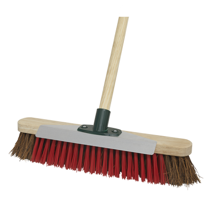 Sealey 16"(405mm) Heavy-Duty Stiff/Hard Bristle Broom with Scraper BM16SC